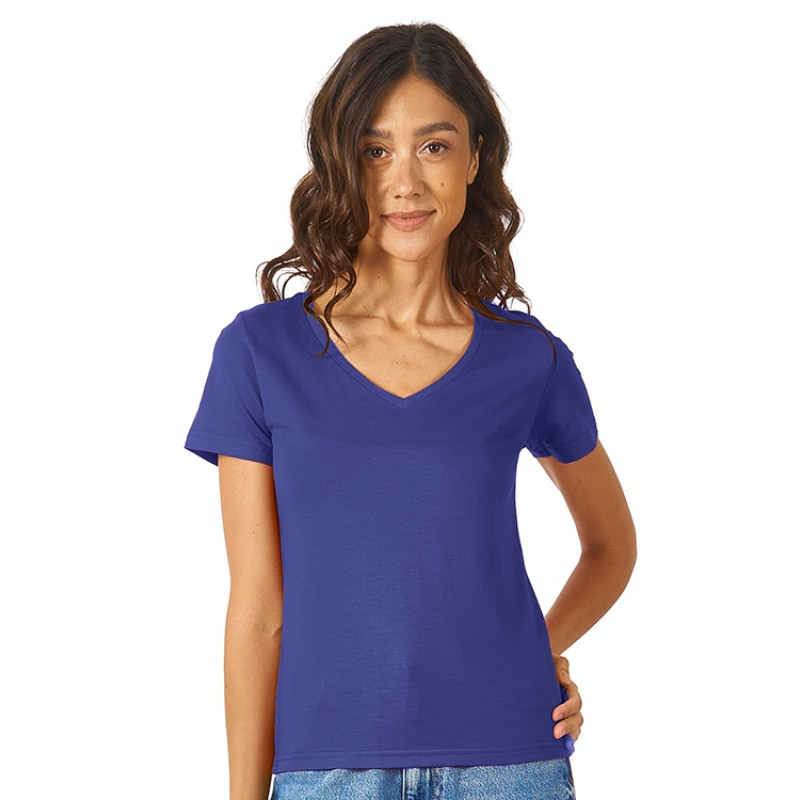 Футболка "Heavy Super Club" женская с V-образным вырезом, кл.синий Футболка "Heavy Super Club" женская с V-образным вырезом, кл.синий