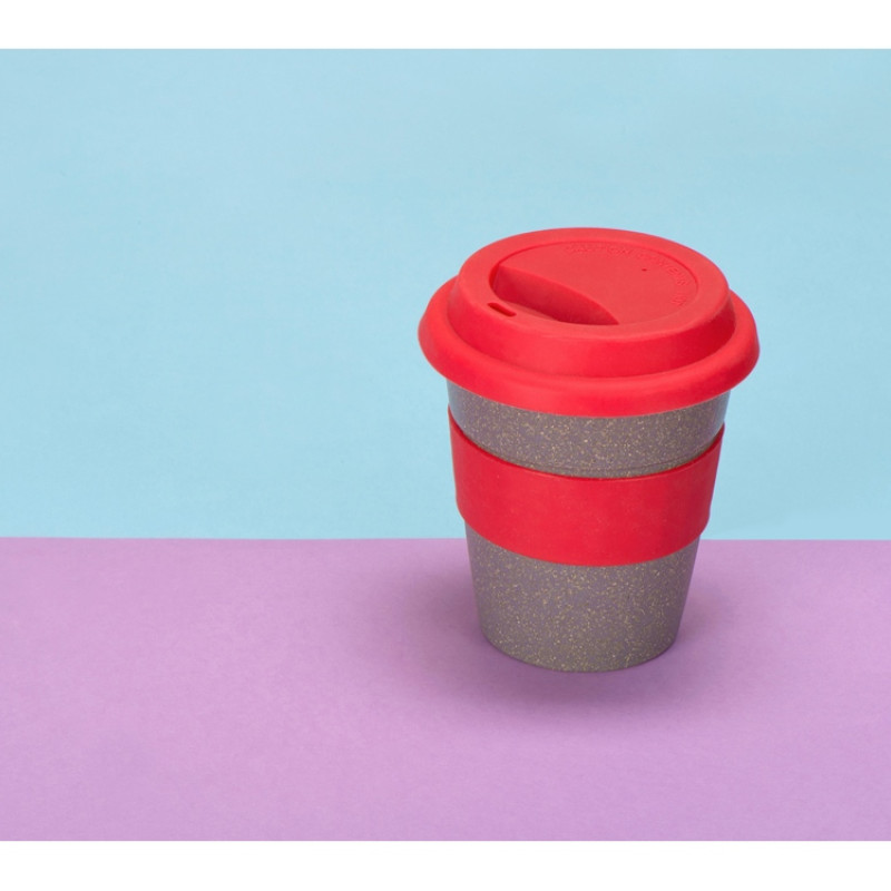 Стакан с силиконовой крышкой "Cafe", красный