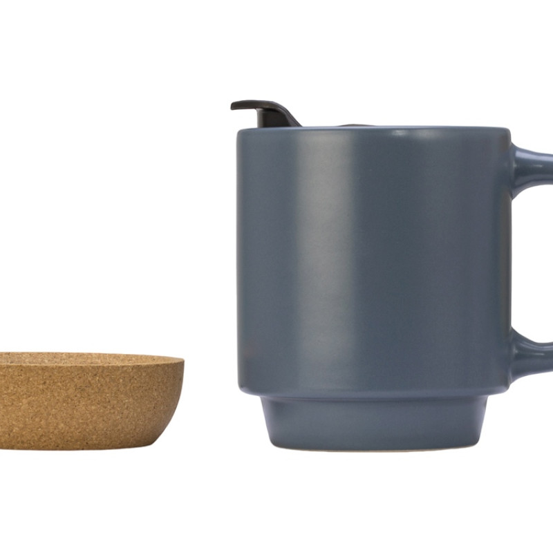 Кружка Denpasar с пробковым дном и крышкой, цветная с двух сторон, антрацит