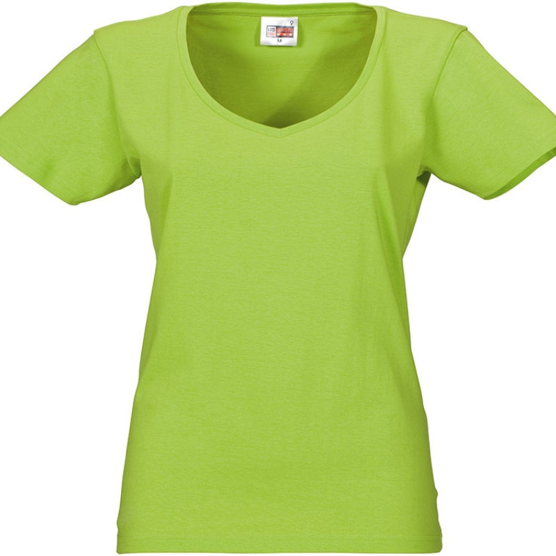 Футболка "Heavy Super Club" женская с V-образным вырезом, зеленое яблоко Футболка "Heavy Super Club" женская с V-образным вырезом, зеленое яблоко