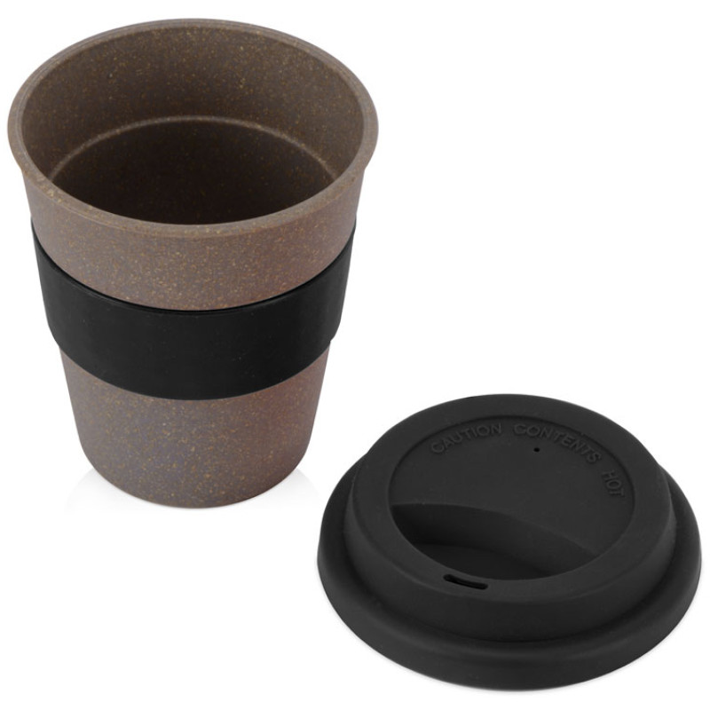 Стакан с силиконовой крышкой "Cafe", черный