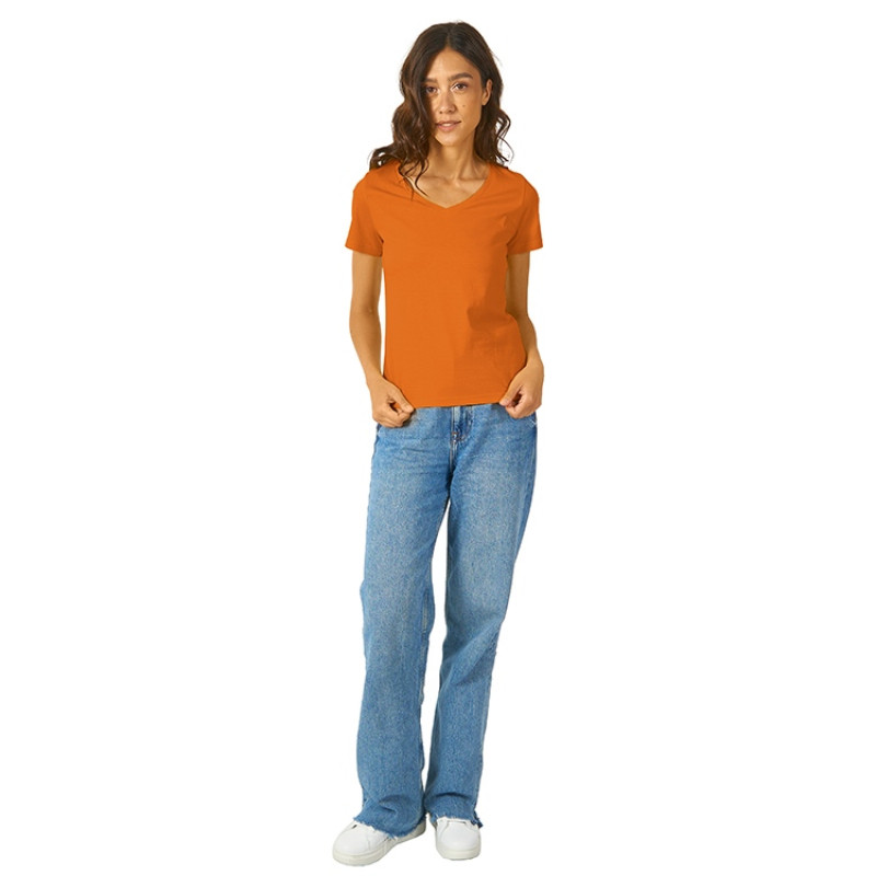 Футболка "Heavy Super Club" женская с V-образным вырезом, оранжевый