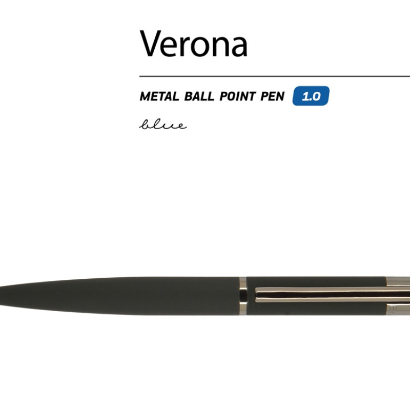 Ручка "Verona" шариковая  автоматическая, черный металлический корпус 1.0 мм, синяя