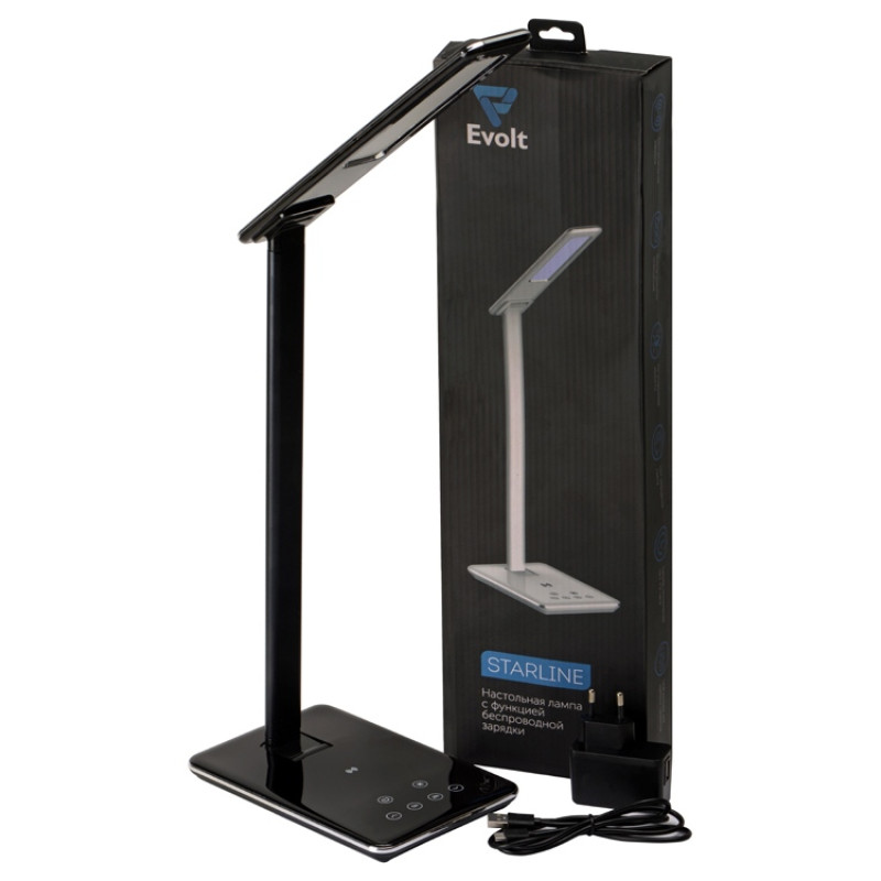 Настольная лампа с функцией беспроводной зарядки "Starline", черный