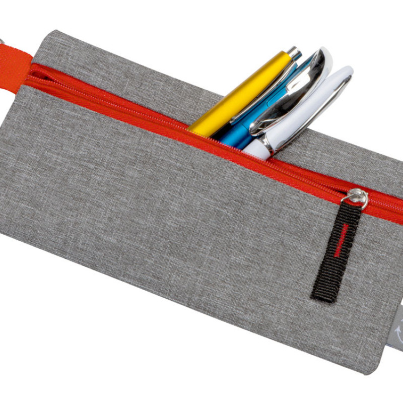 Универсальный пенал из переработанного полиэстера RPET "Holder", серый/красный