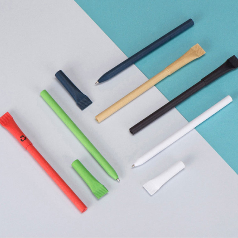 Ручка картонная с колпачком "Recycled", фуксия