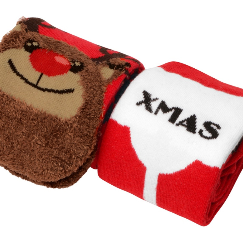 Набор носков с рождественской символикой в мешке женские, 2 пары, красный