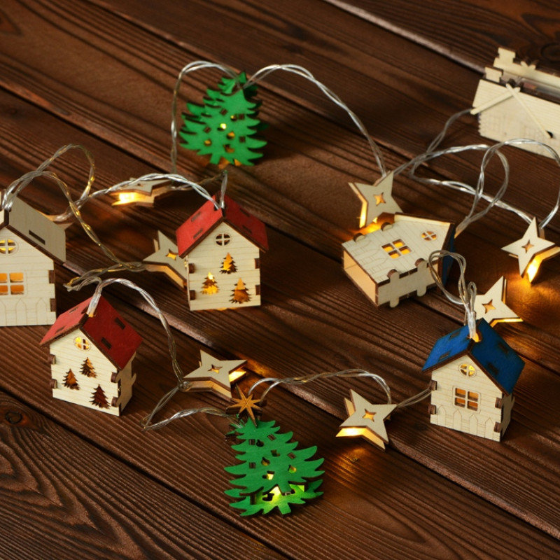 Елочная гирлянда с лампочками "Новогодняя" цветная