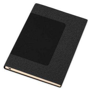 Бизнес блокнот "Supreme" с вставкой из софт-тача, гибкая обложка, 128 листов, черный