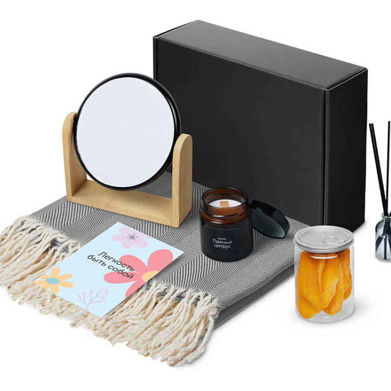 Подарочный набор «Re:f. Shelter»  с пледом, зеркалом, свечой и диффузором