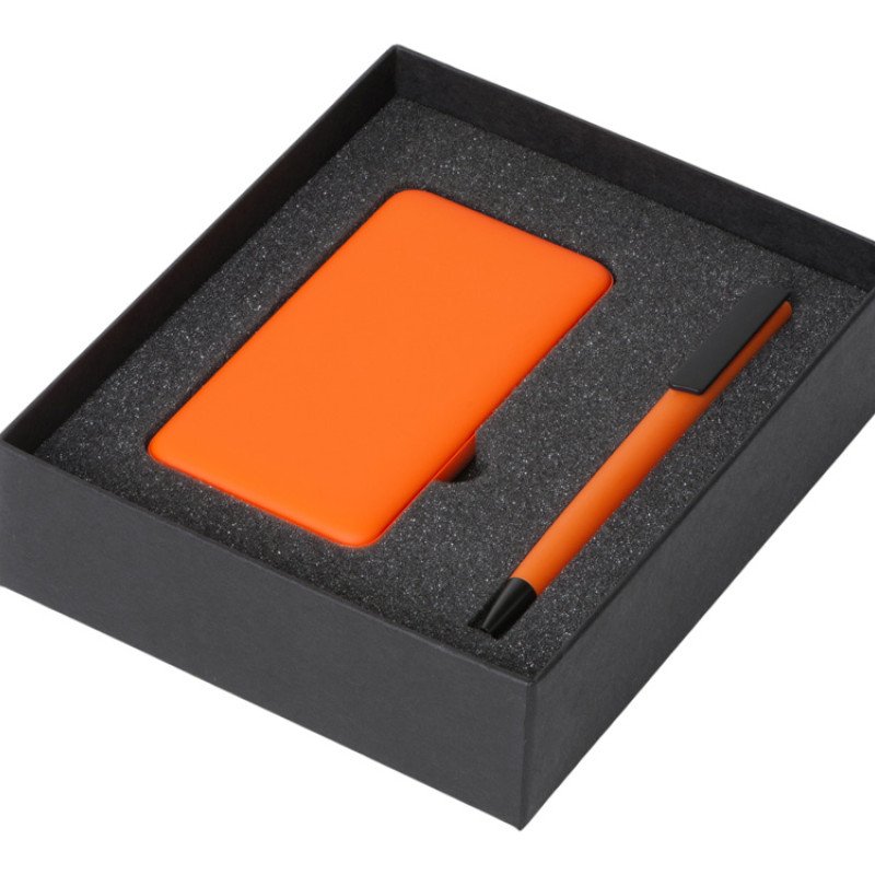 Подарочный набор c пластиковой ручкой, повербанком С2, 10000 mAh, оранжевый Подарочный набор c пластиковой ручкой, повербанком С2, 10000 mAh, оранжевый