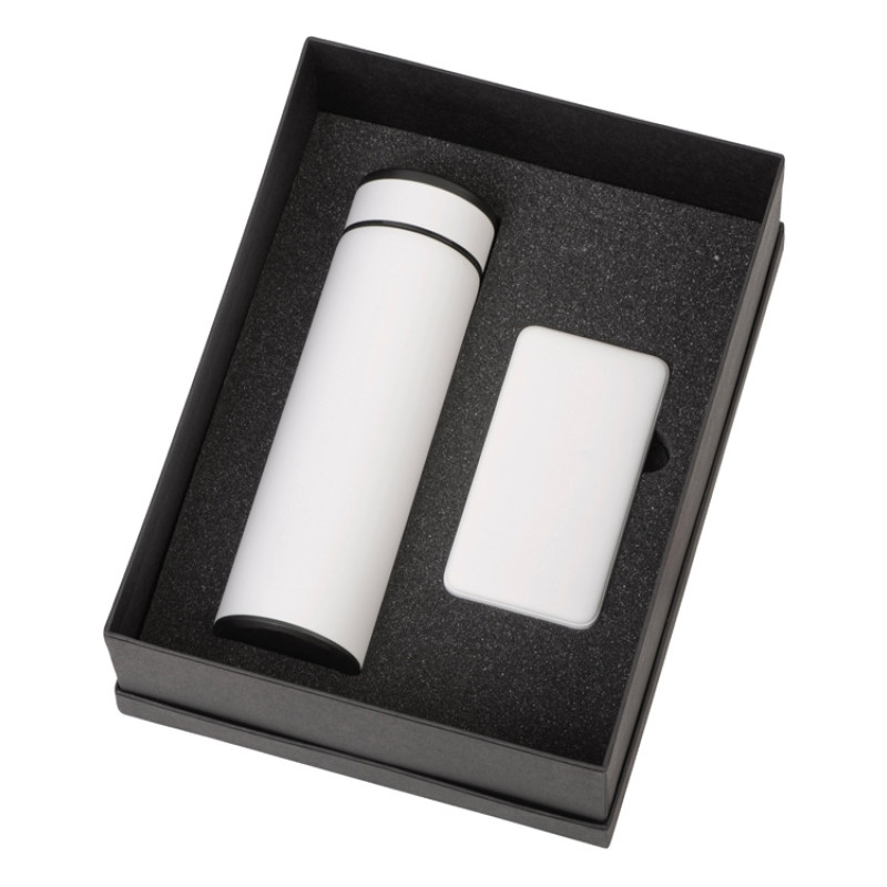 Подарочный набор с термосом и повербанком С2, белый