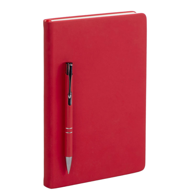 Подарочный набор с блокнотом С3, металлической ручкой и термобутылкой, красный
