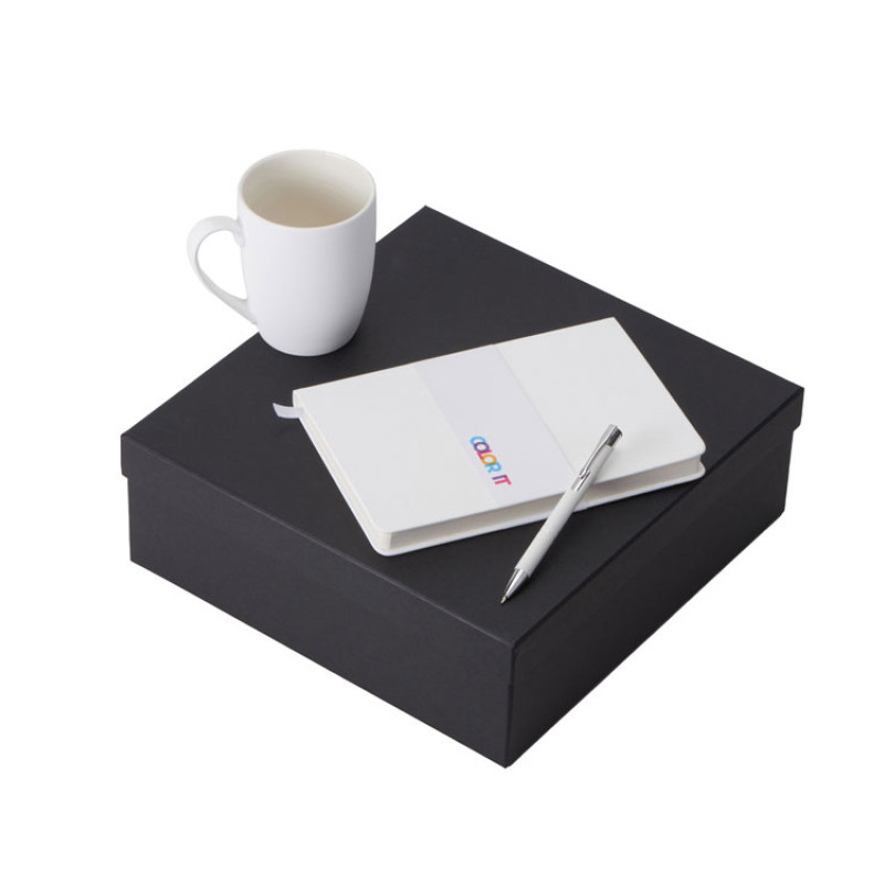 Подарочный набор с блокнотом С2, металлической ручкой и кружкой, белый