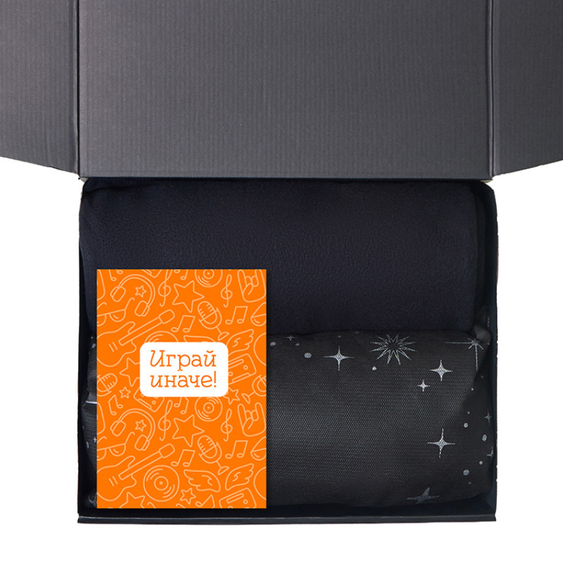 Подарочный набор с пледом, свечой и диффузором, черный