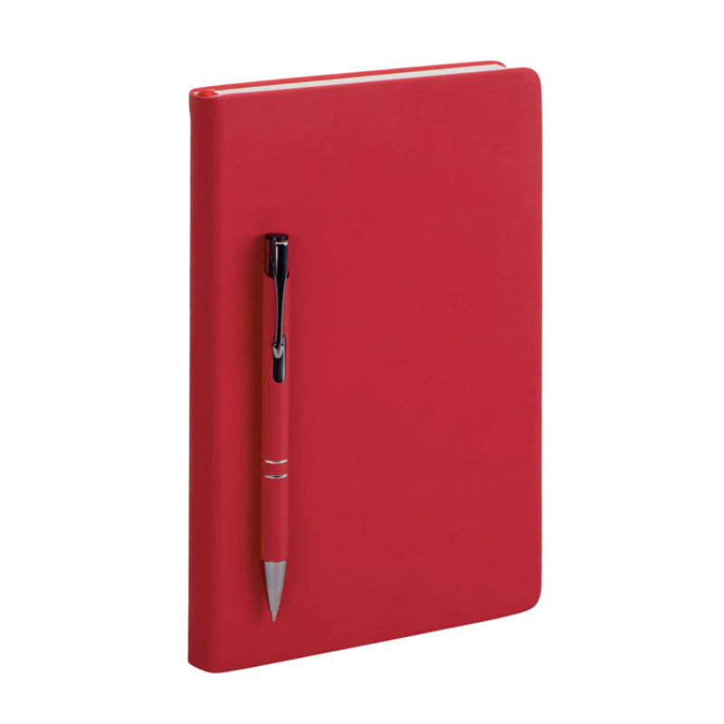 Подарочный набор с блокнотом С3, металлической ручкой и термокружкой, красный