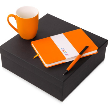 Подарочный набор c блокнотом C3, ручкой и кружкой, оранжевый