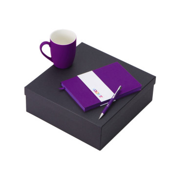 Подарочный набор с блокнотом С1, металлической ручкой и кружкой, фиолетовый