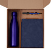 Подарочный набор с термобутылкой, блокнотом, ручкой и чаем, синий