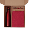 Подарочный набор с термобутылкой, блокнотом, ручкой и чаем, красный
