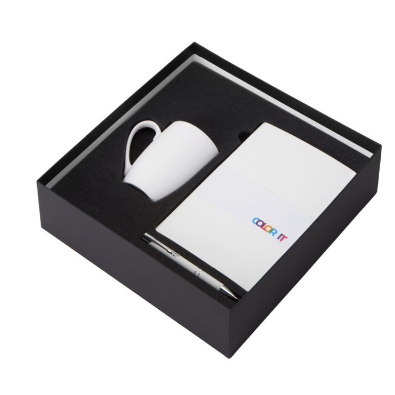 Подарочный набор с блокнотом С2, металлической ручкой и кружкой, белый
