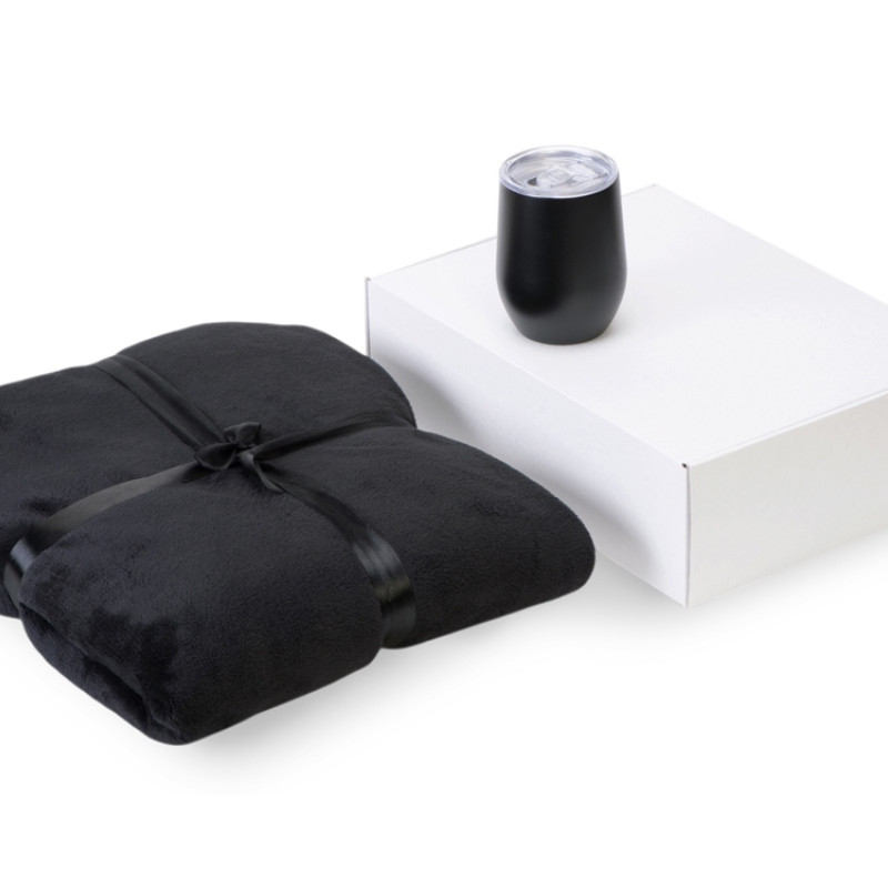 Подарочный набор «Dreamy hygge» 2.0 с пледом и термокружкой, черный