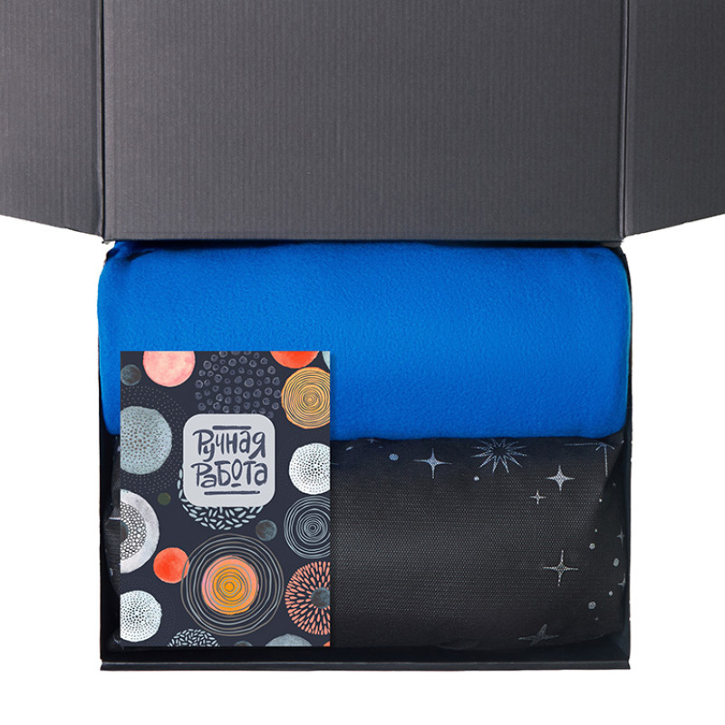 Подарочный набор с пледом, свечой и диффузором, синий