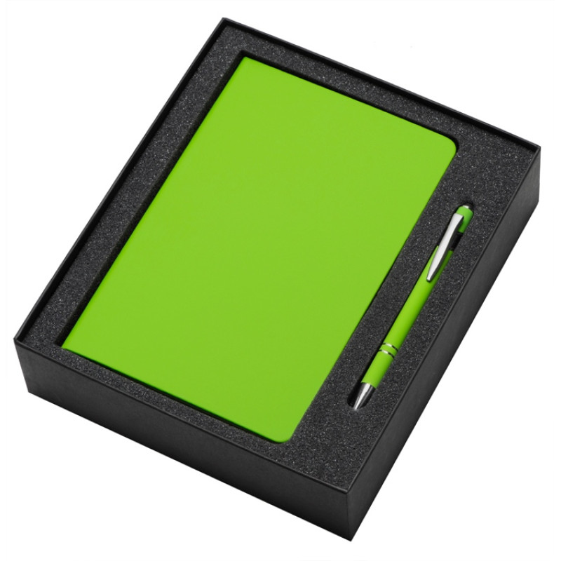 Подарочный набор «Wispy swan» с ручкой и блокнотом, зеленое яблоко