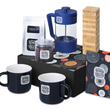 Подарочный набор «Re:y. Together»  с френчпрессом, кружками и дженгой