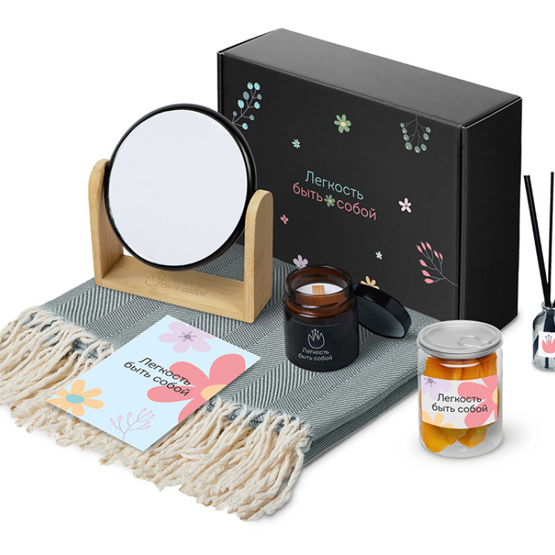 Подарочный набор «Re:f. Shelter»  с пледом, зеркалом, свечой и диффузором