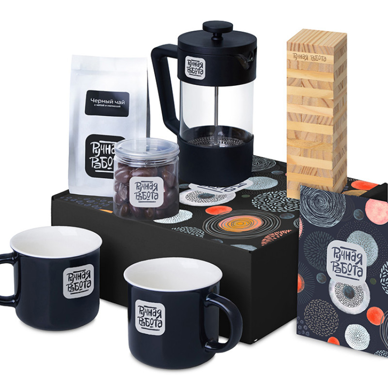 Подарочный набор «Re:y. Together»  с френчпрессом, кружками и дженгой