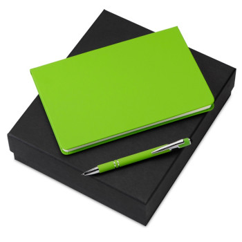 Подарочный набор «Wispy swan» с ручкой и блокнотом, зеленое яблоко