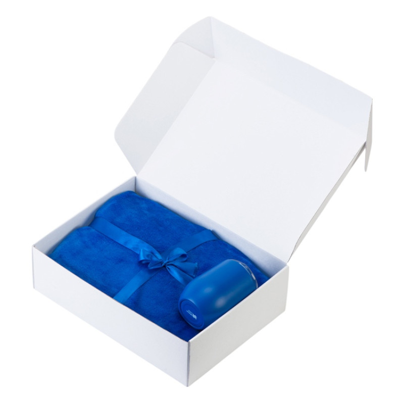 Подарочный набор «Dreamy hygge» 2.0 с пледом и термокружкой, синий