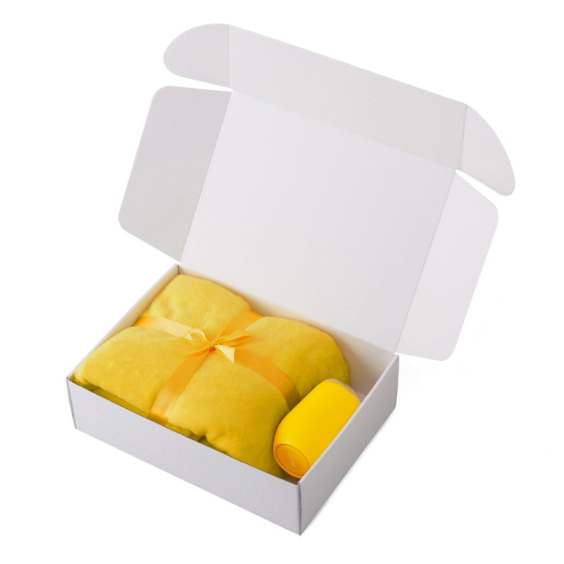 Подарочный набор «Dreamy hygge» 2.0 с пледом и термокружкой, желтый