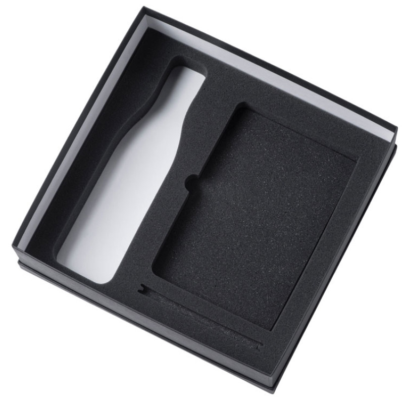 Подарочный набор с блокнотом С3, металлической ручкой и термобутылкой, темно-синий