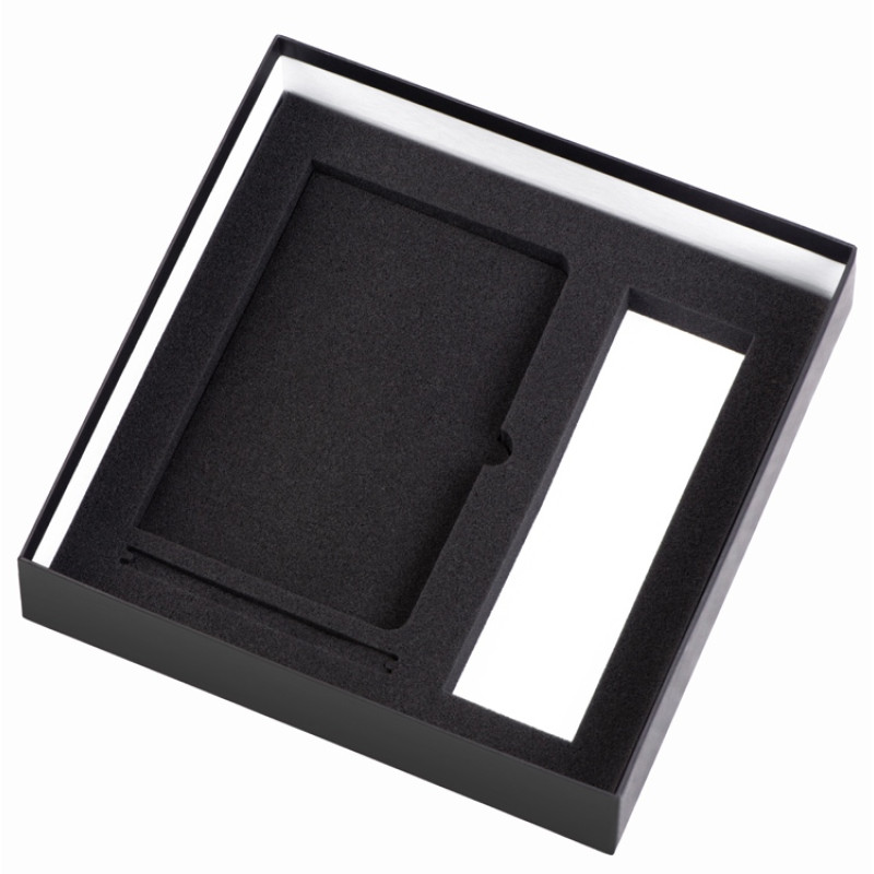 Подарочный набор с блокнотом С1, металлической ручкой и термосом, черный