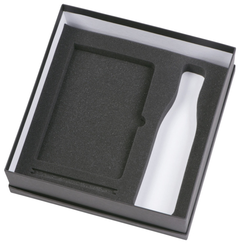 Подарочный набор c блокнотом C3, ручкой и термобутылкой, темно-синий