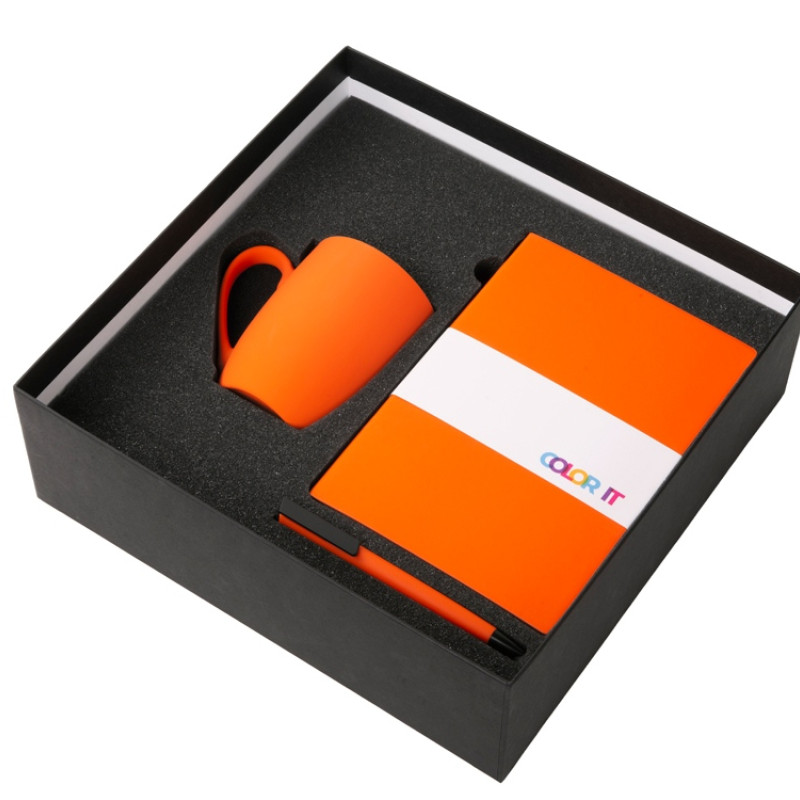 Подарочный набор c блокнотом C2, ручкой и кружкой, оранжевый