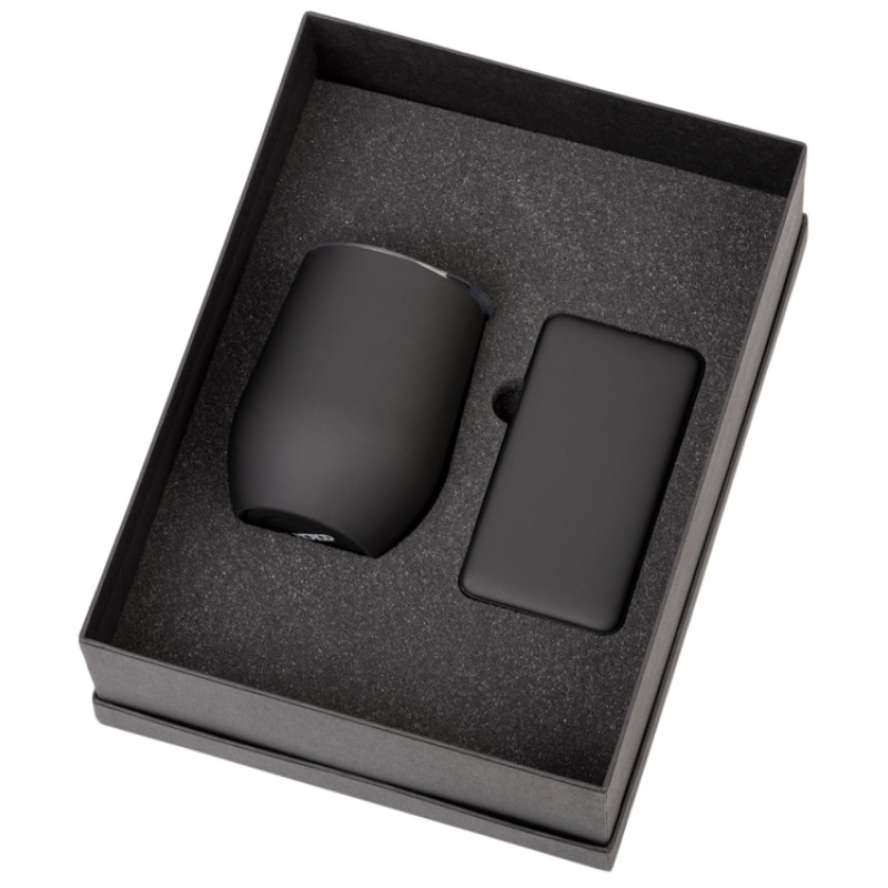 Подарочный набор с термокружкой и повербанком С1, 5000 mAh, черный