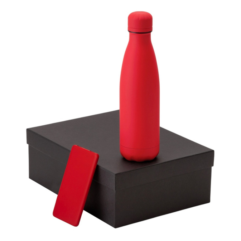 Подарочный набор с термобутылкой и повербанком С1, 5000 mAh, красный