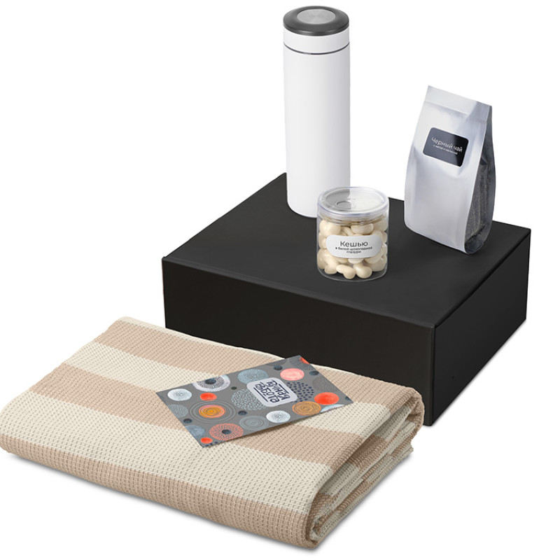 Подарочный набор «Re:y. Warm» с пледом, термосом и чаем