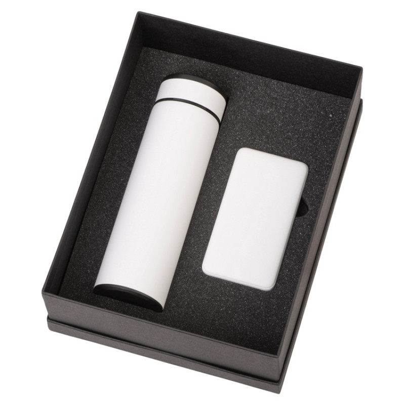 Подарочный набор с термосом и повербанком С1, белый