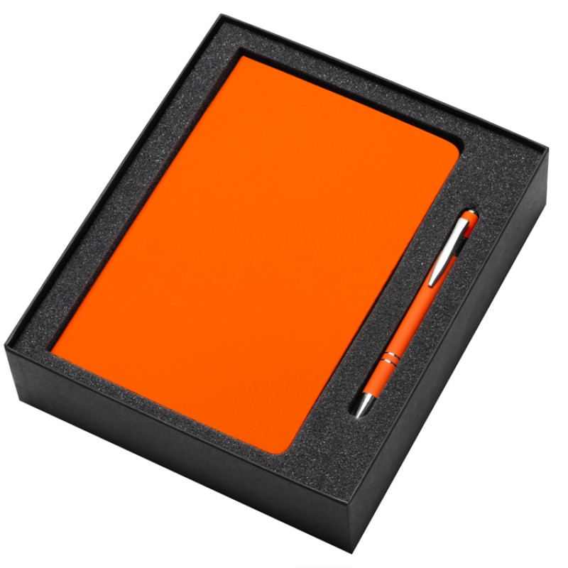 Подарочный набор «Wispy swan» с ручкой и блокнотом, оранжевый