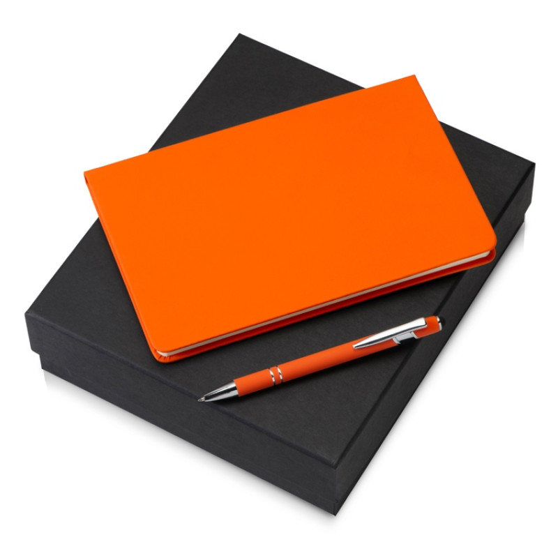 Подарочный набор «Wispy swan» с ручкой и блокнотом, оранжевый