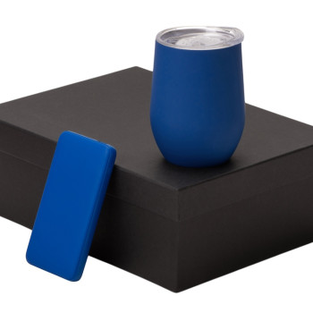 Подарочный набор с термокружкой и повербанком С2, 10000 mAh, синий