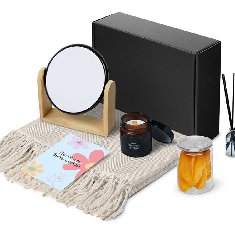 Подарочный набор «Re:f. Shelter»  с пледом, зеркалом, свечой и диффузором