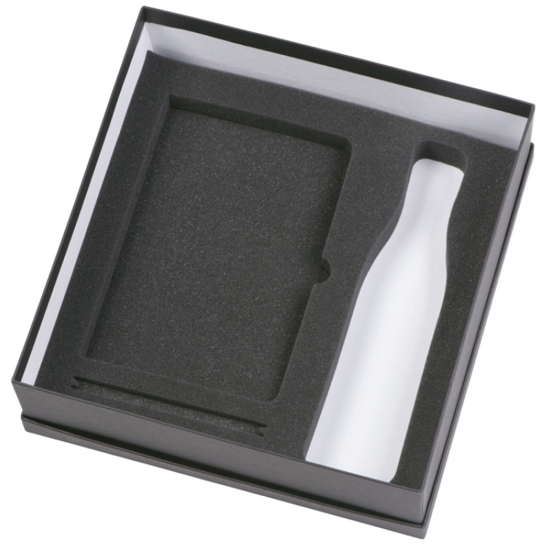 Подарочный набор с блокнотом С1, металлической ручкой и термобутылкой, серый