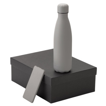 Подарочный набор с термобутылкой и повербанком С1, 5000 mAh, серый