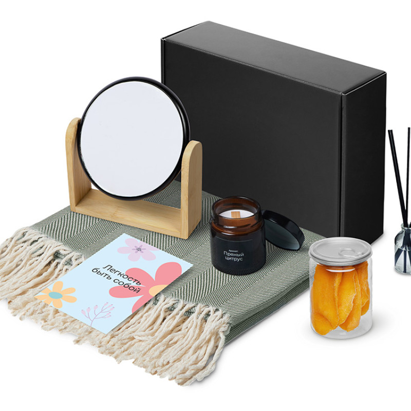 Подарочный набор «Re:f. Shelter»  с пледом, зеркалом, свечой и диффузором