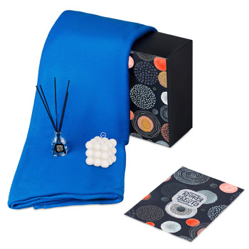 Подарочный набор с пледом, свечой и диффузором, синий